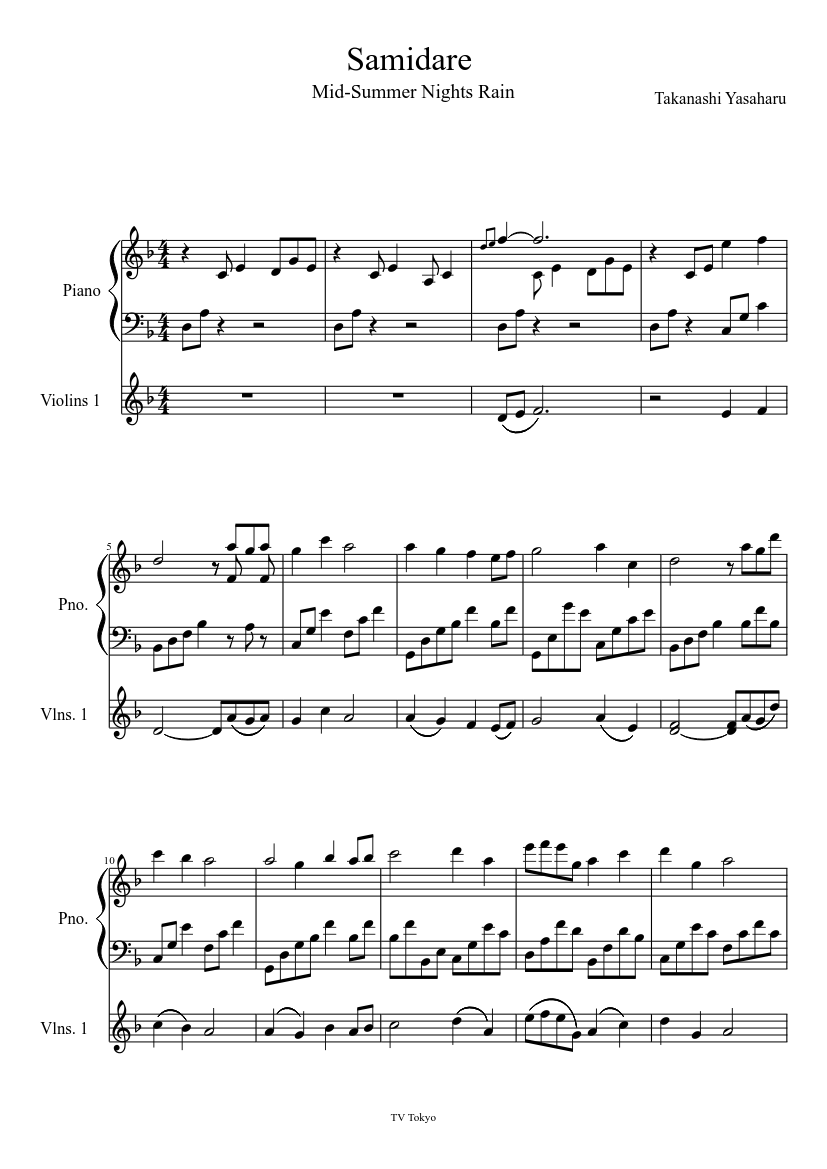 Samidare (Mid-Summer Night's Rain) Duet Sheet music for Piano (Solo) |  Musescore.com