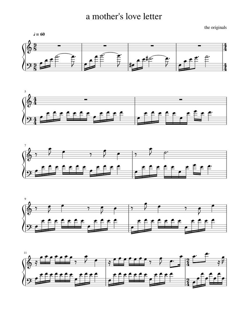 A mother s love letter Sheet music for Piano (Percussion Ensemble) |  Musescore.com
