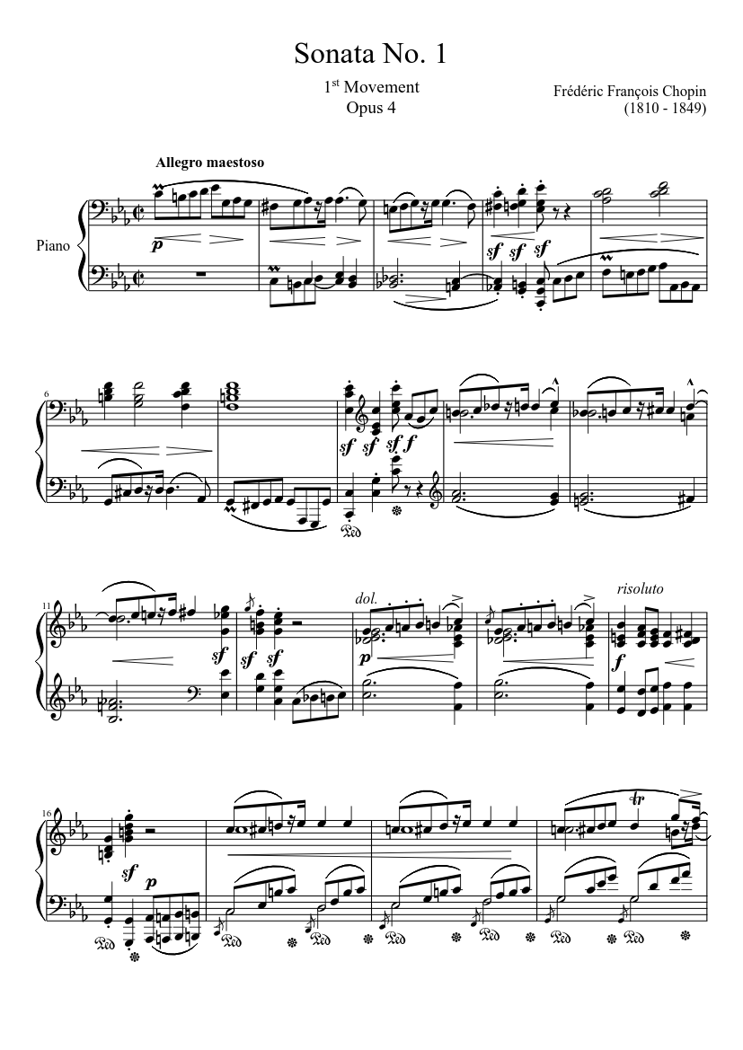 Sonata No. 1, 1st Movement Sheet music for Piano (Solo) | Musescore.com