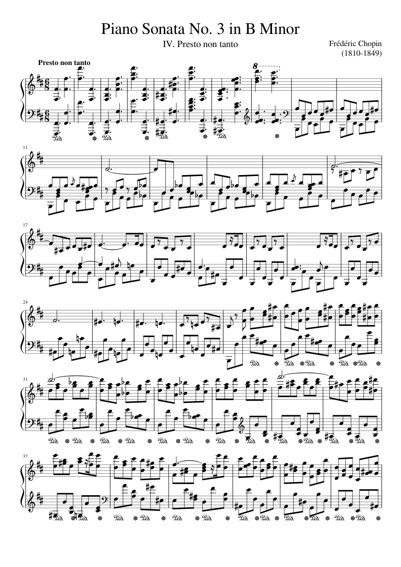 Piano Sonata No. 3 in B Minor-IV. Presto non tanto Sheet music for Piano  (Solo) | Musescore.com