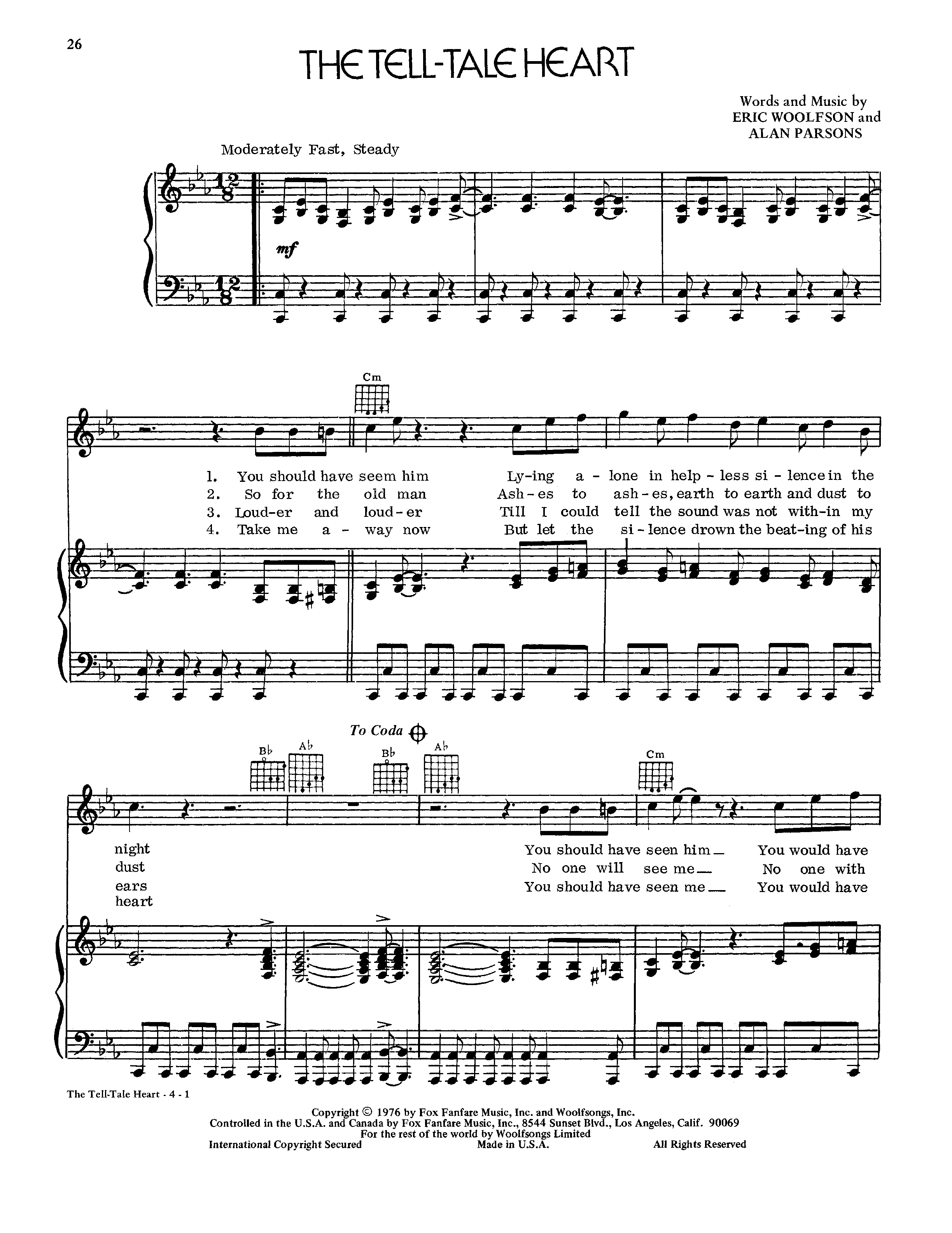 Play Official version of The tell tale heart Sheet Music by The Alan ...
