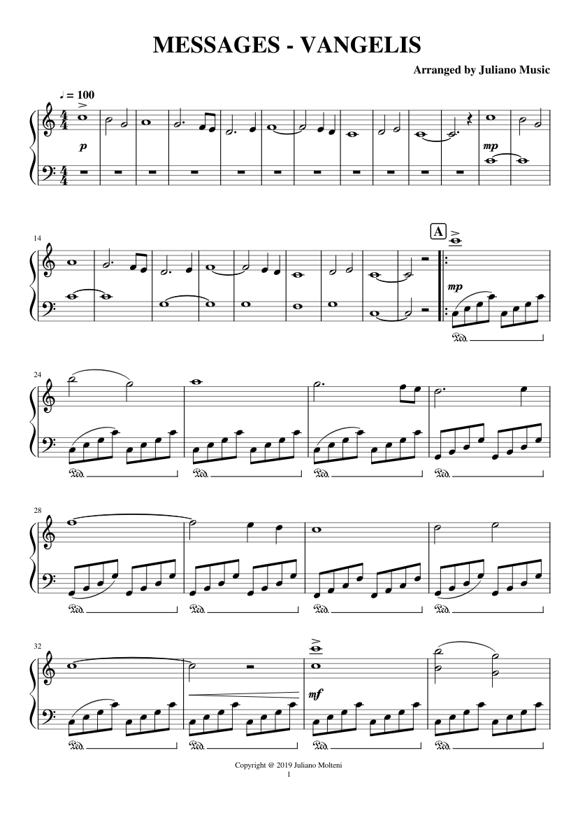 MESSAGES (EASY PIANO) - VANGELIS Sheet music for Piano (Solo ...