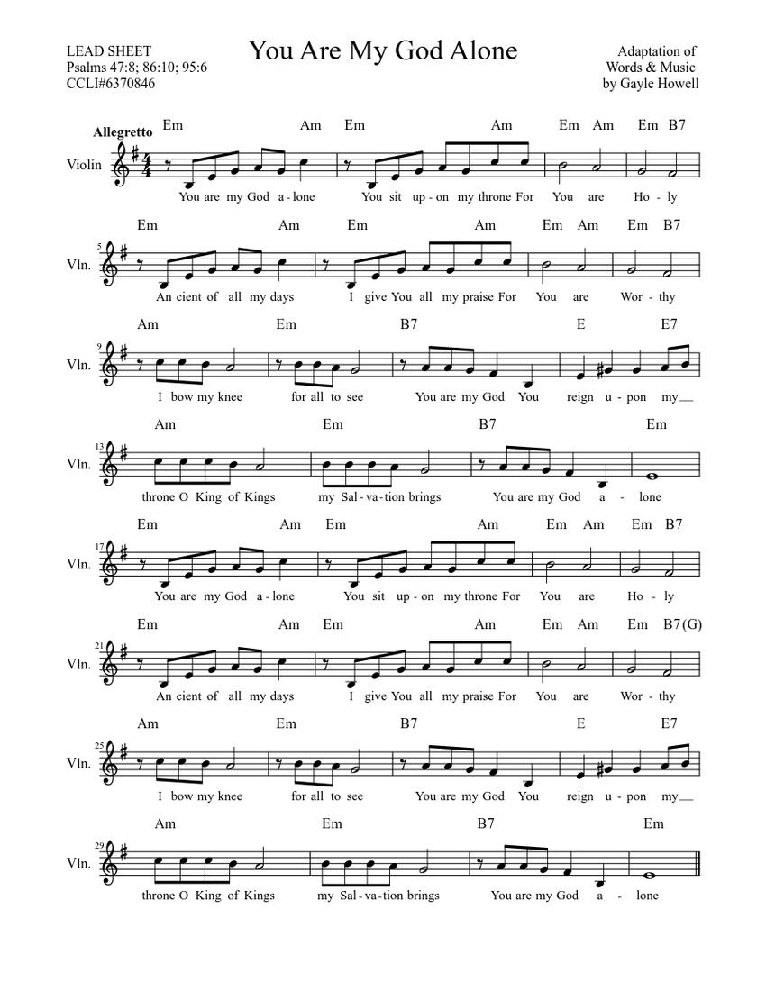 You are my God alone (LS) Sheet music for Violin (Solo) | Download and ...