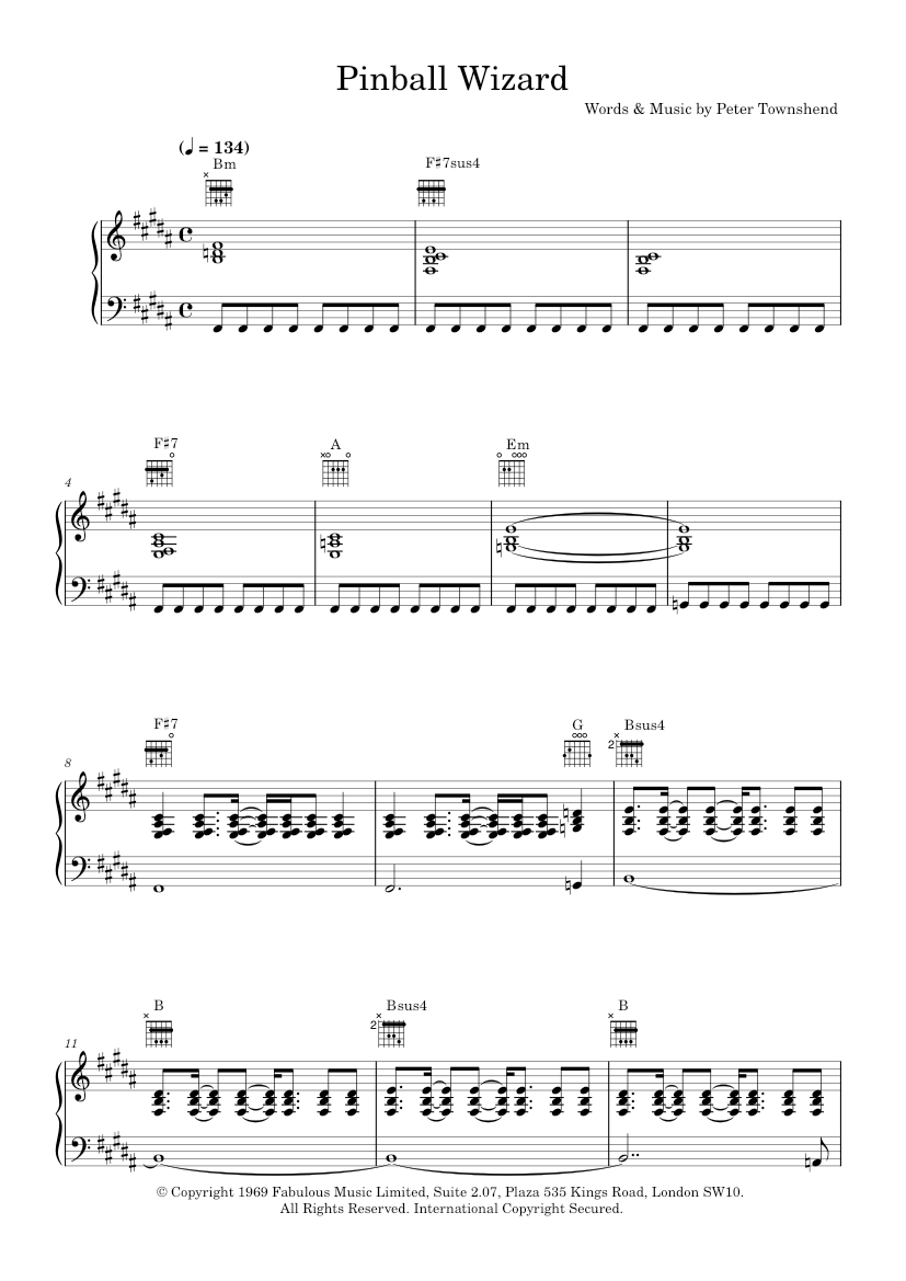 Play Official version of Pinball wizard sheet music by The Who for Piano, Vocals