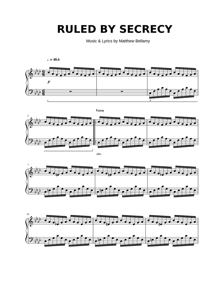 Ruled by Secrecy Sheet music for Piano (Solo) | Musescore.com