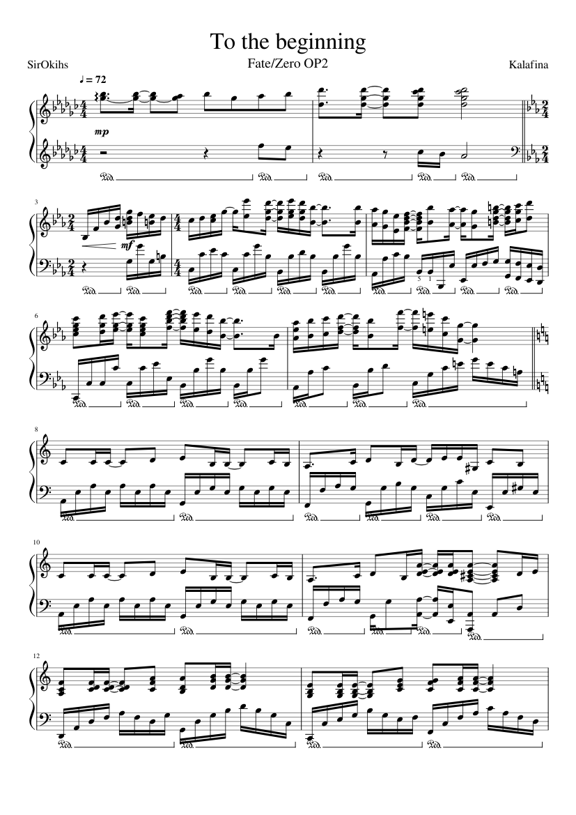 Kalafina To The Beginning Sheet Music For Piano Solo Musescore Com
