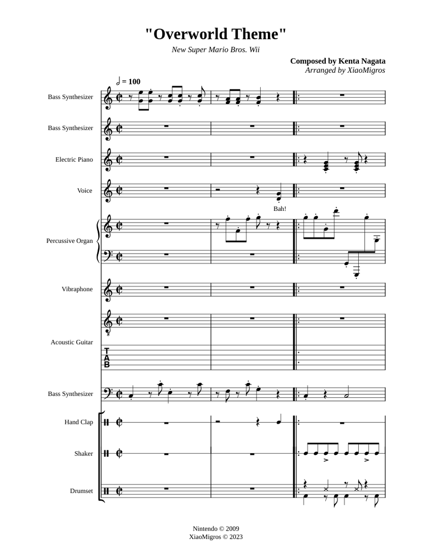Overworld Theme - New Super Mario Bros. Wii Sheet music for Piano ...