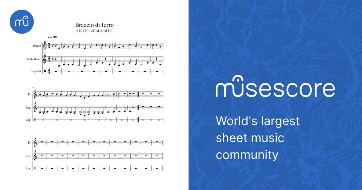Braccio di ferro Sheet music for Flute, Recorder, Claves (Mixed Trio) |  Musescore.com