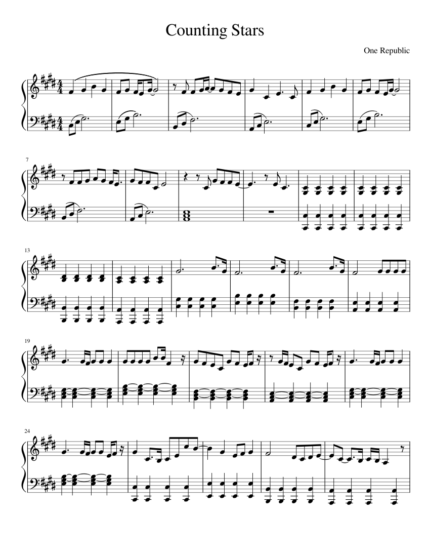 Counting Stars Sheet music for Piano (Solo) Easy | Musescore.com