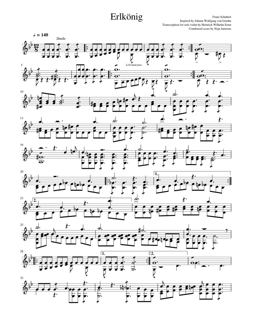 Der Erlkönig Sheet music for Violin (Solo) | Musescore.com