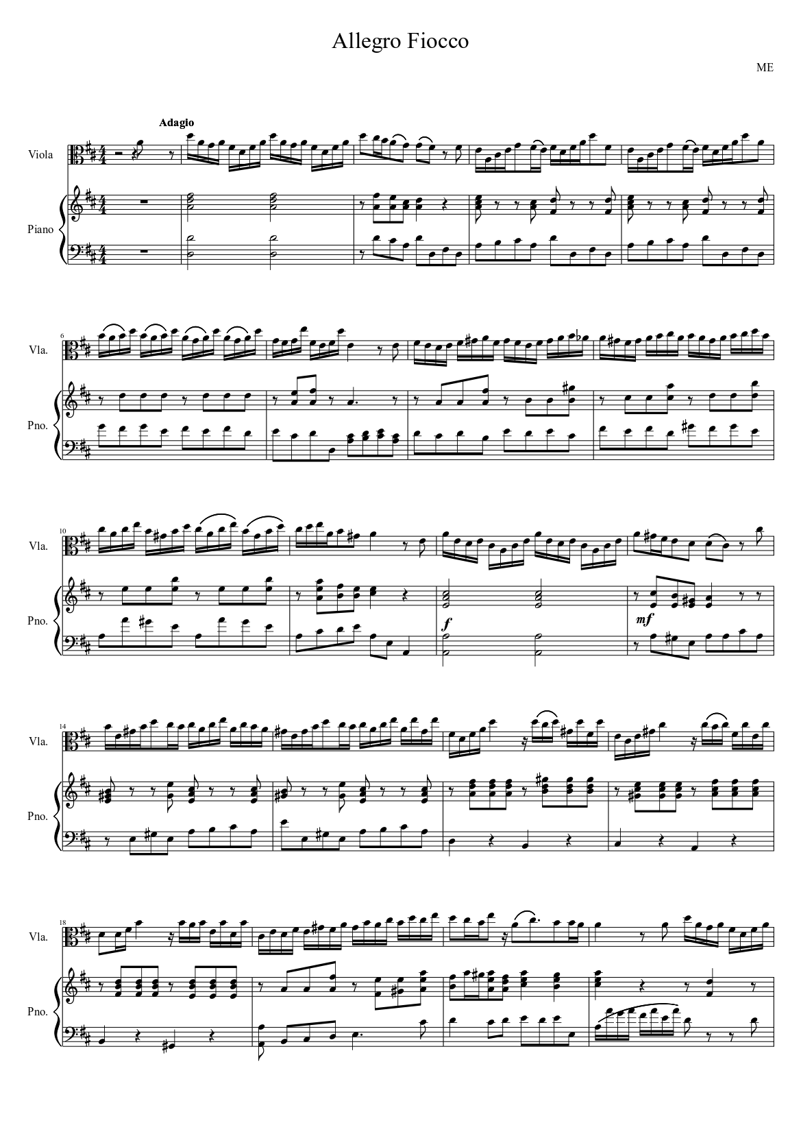 Allegro Fiocco viola-piano Sheet music for Piano, Viola (Solo) |  Musescore.com