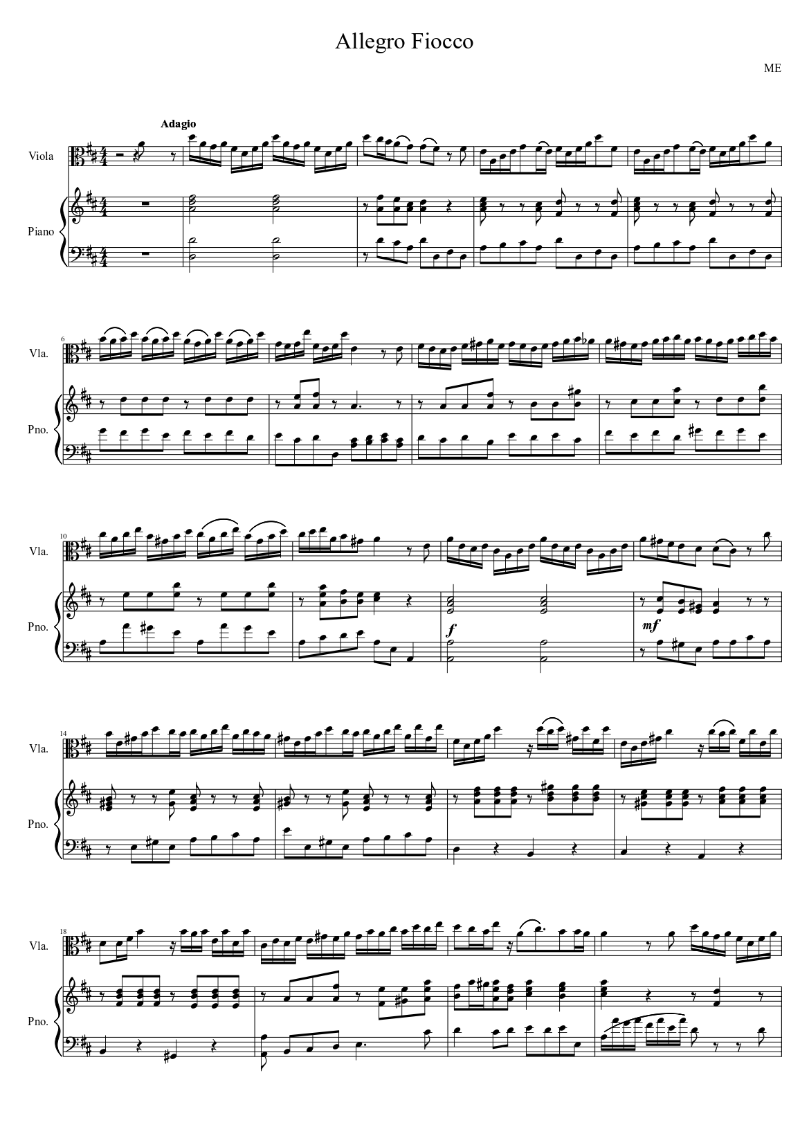 Allegro Fiocco viola-piano Sheet Music for Piano, Viola (Solo