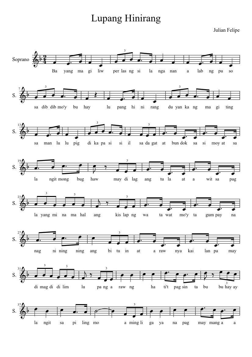 Lupang Hinirang Sheet music for Soprano (Solo) | Musescore.com