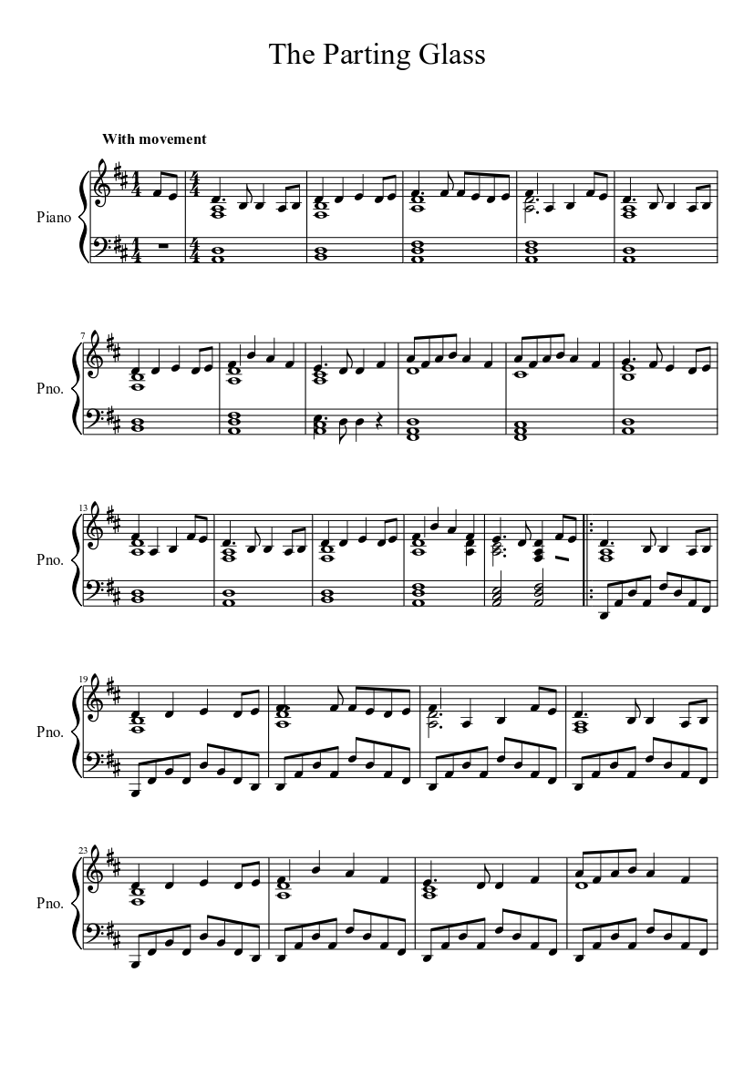 The Parting Glass Sheet music for Piano (Solo) | Musescore.com