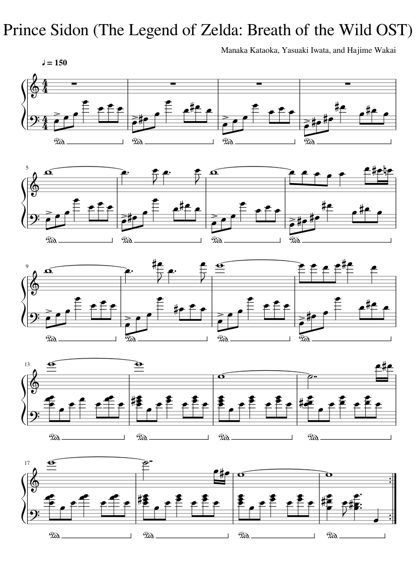 Prince Sidon (The Legend of Zelda: Breath of the Wild) Sheet music for  Piano (Solo) | Musescore.com