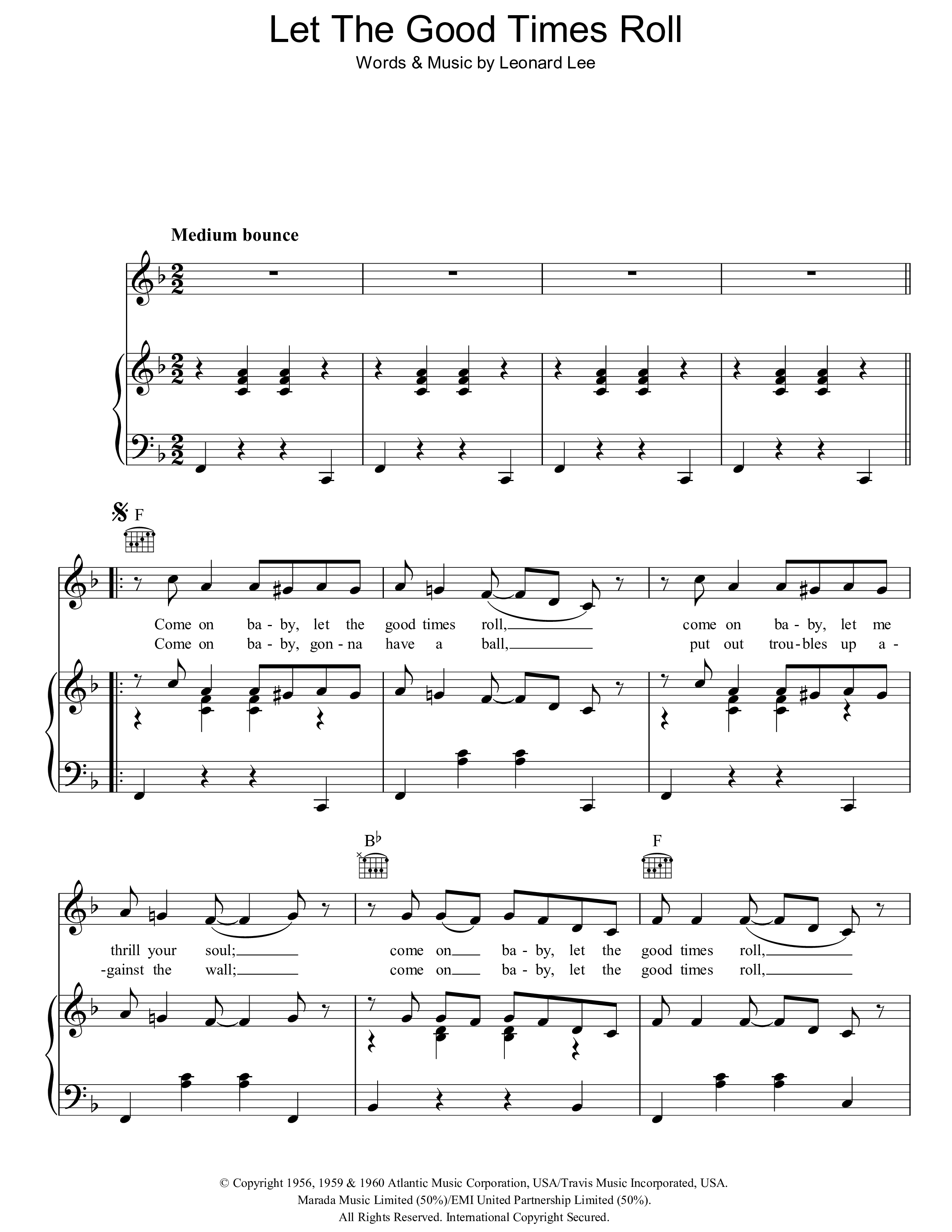 Let The Good Times Roll Sheet music for Piano, Vocals by Shirley & Lee Official | MuseScore.com