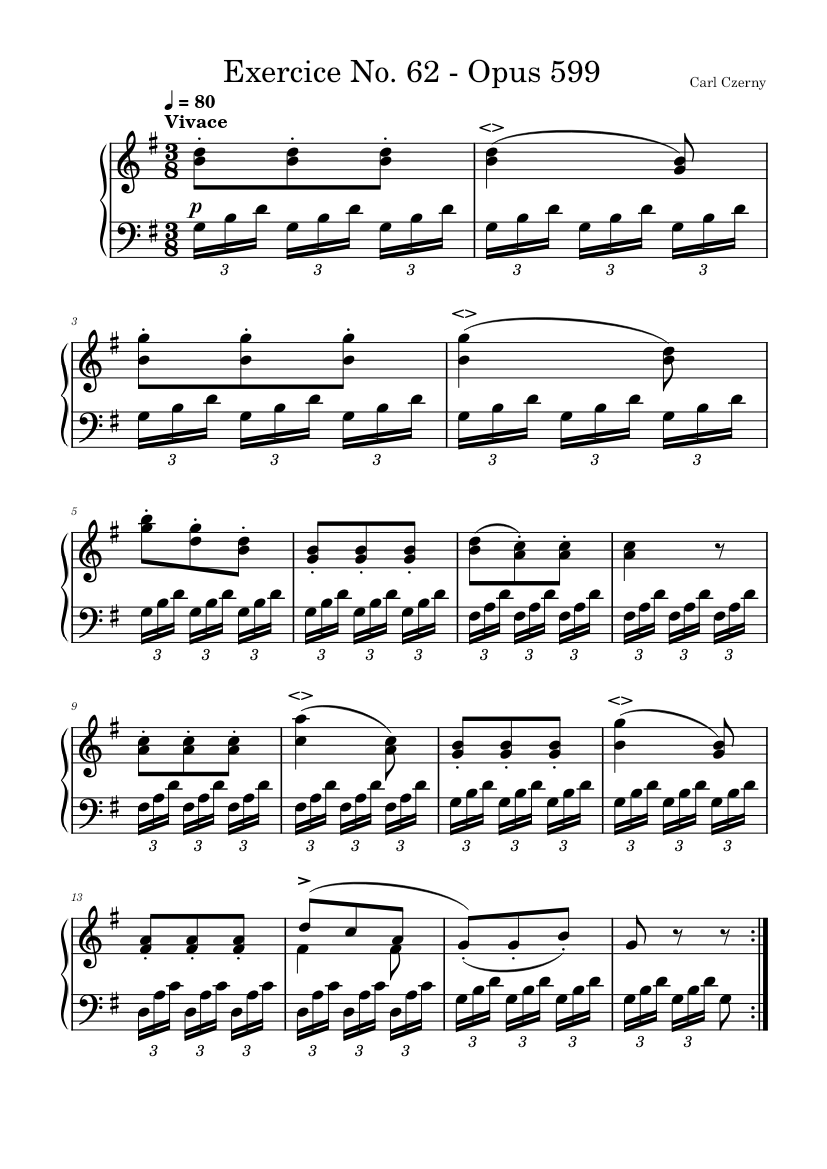 カール・チェルニー 作品599 第62番 楽譜 ピアノ (ソロ) | MuseScore.com