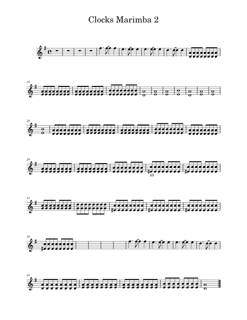 Clocks Marimba 2 Sheet music for Marimba (Mixed Ensemble)