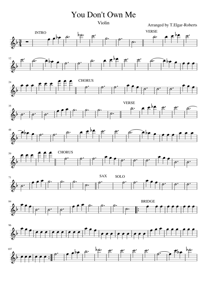 You Don't Own Me - Violin Sheet music for Piano (Solo) | Musescore.com