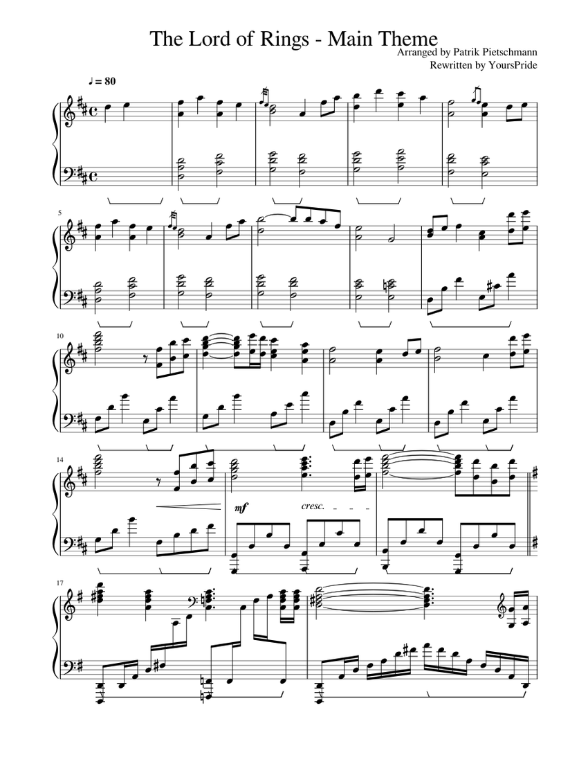 The Lord of Rings - Main Theme Sheet music for Piano (Solo) | Musescore.com