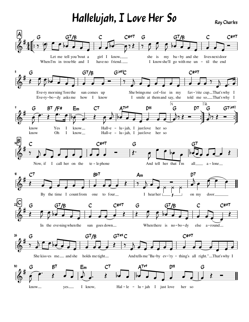 Hallelujah, I Love Her So Sheet music for Piano (Piano Duo) | Musescore.com