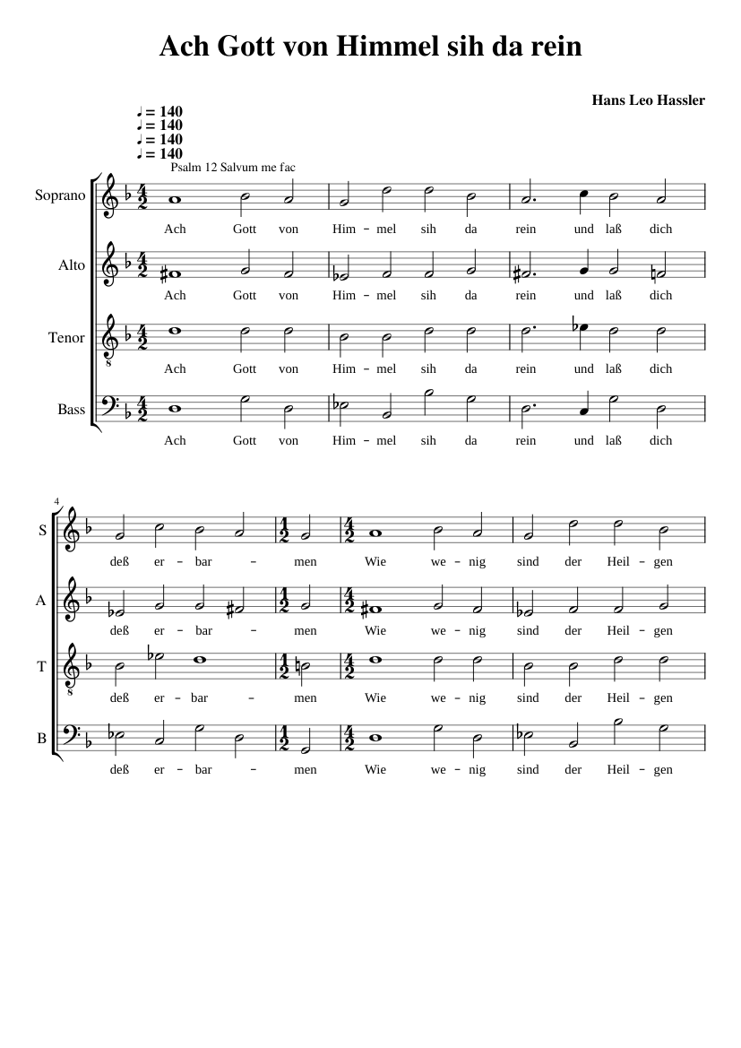 Ach Gott von Himmel sih da rein (homophonic)