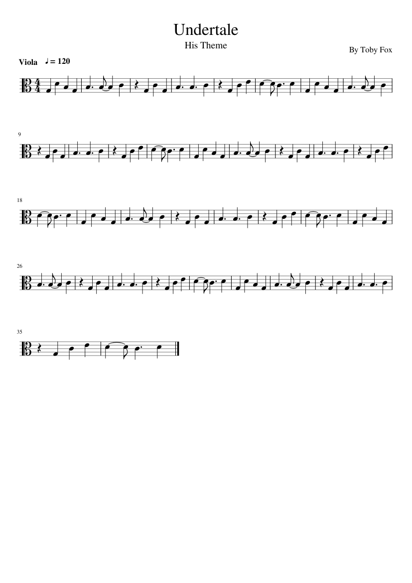 His Theme for Viola Sheet music for Viola (Solo) | Musescore.com