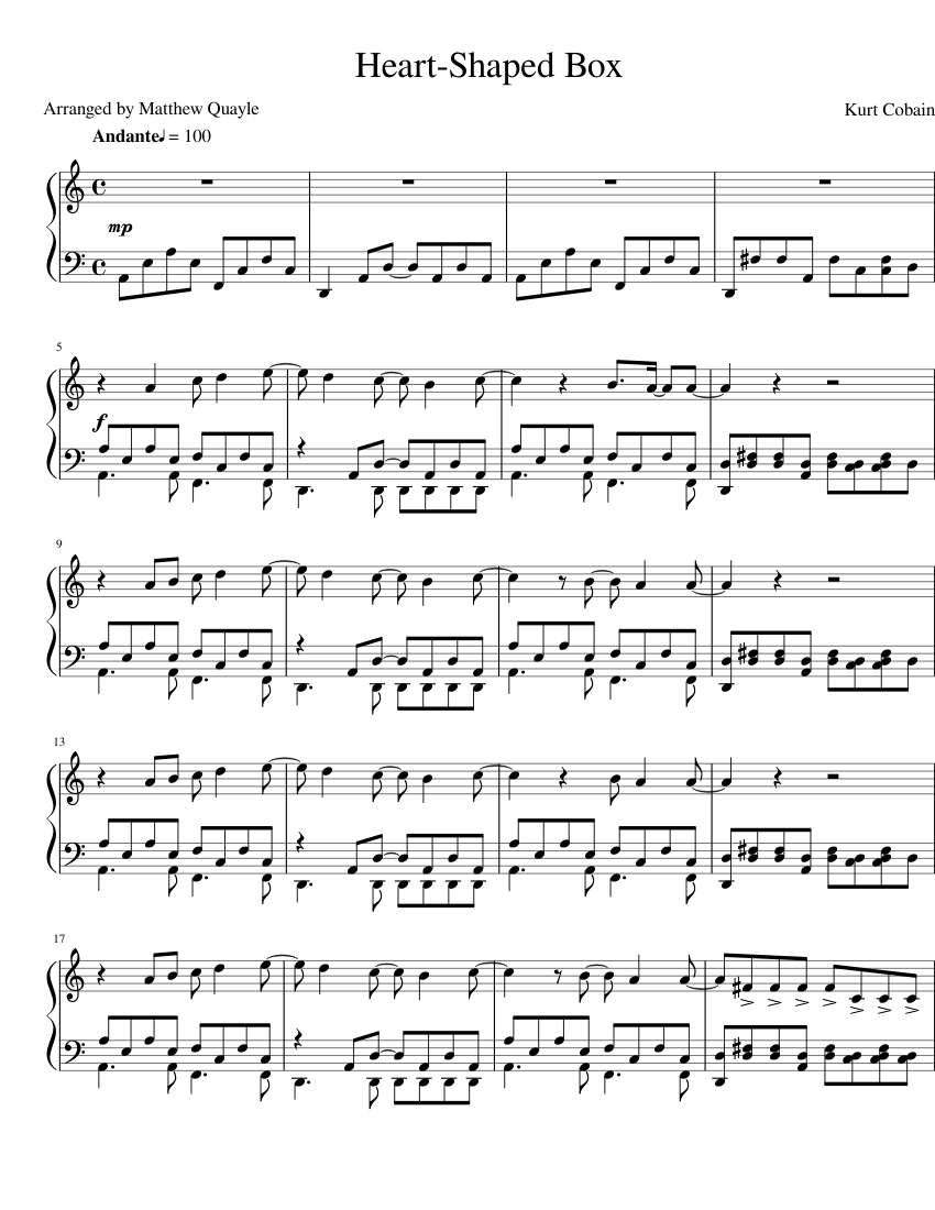Heart-Shaped Box Sheet music for Piano (Solo) | Musescore.com
