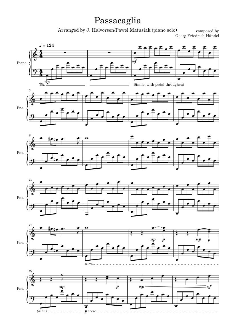 Passacaglia (piano solo) - piano tutorial