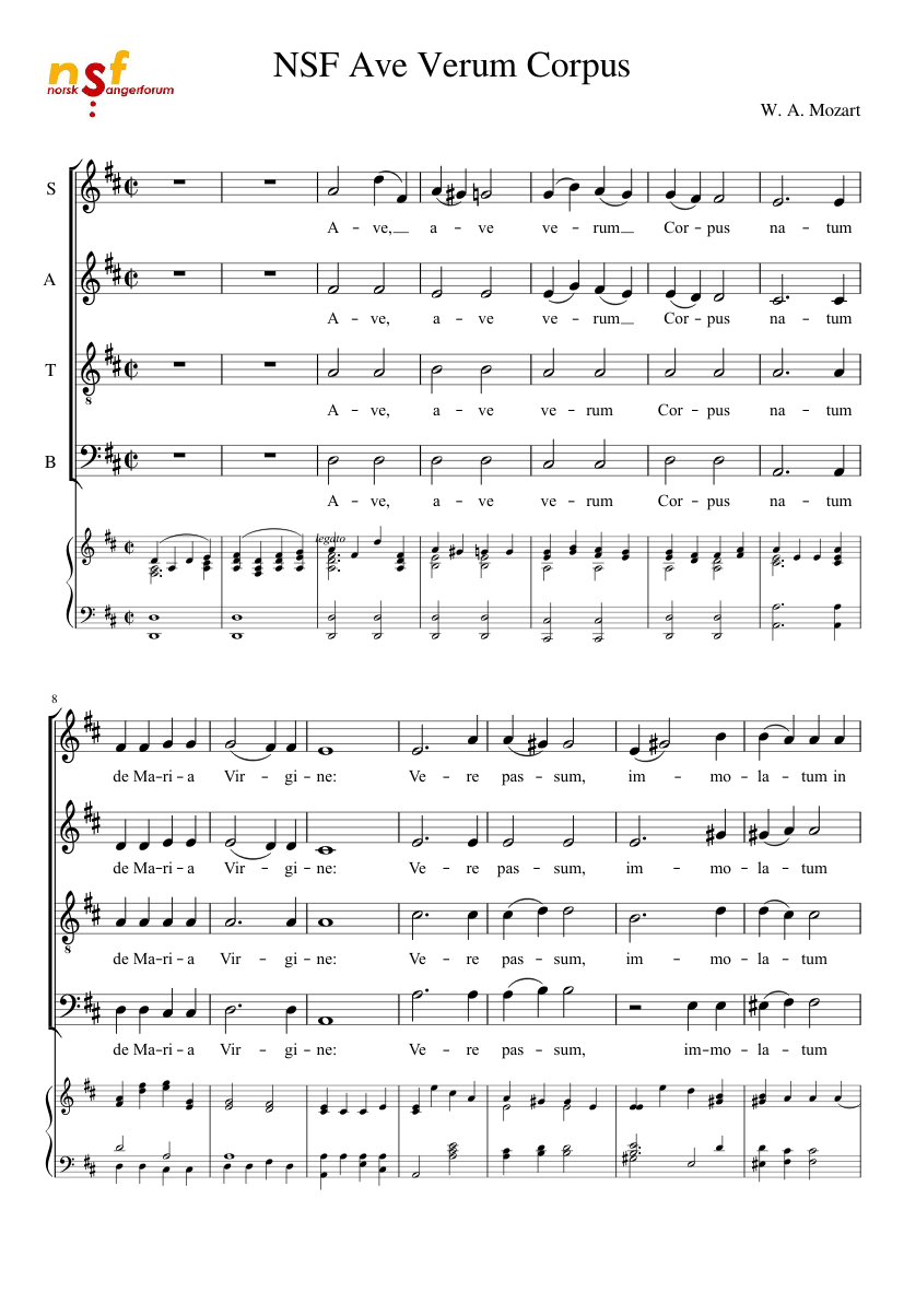 Ave Verum Corpus - Mozart Sheet music for Piano, Soprano, Alto, Tenor &  more instruments (Choral) | Musescore.com