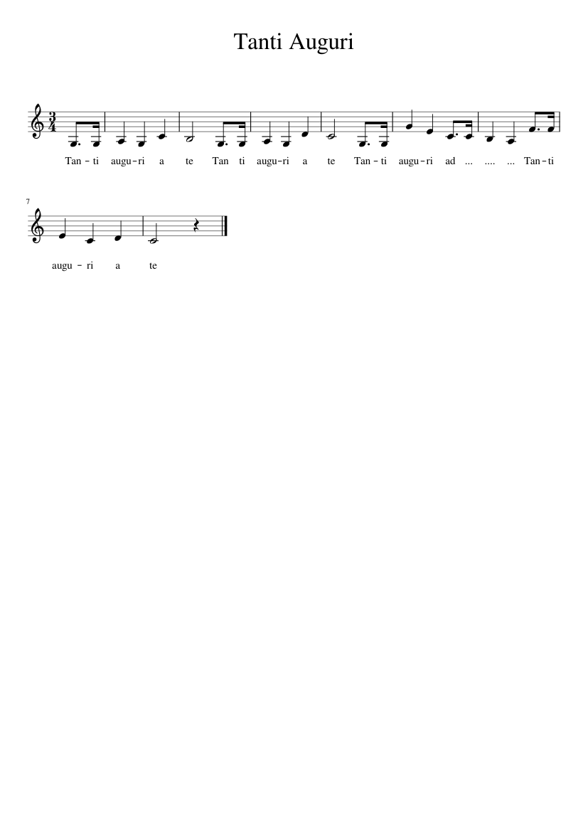 Tanti Auguri Sheet Music for Clarinet in b-flat (Solo) | MuseScore.com