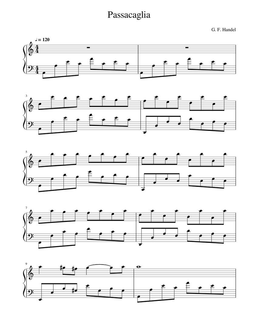 Passacaglia - Handel/Halvorsen (Piano Solo) Sheet music for Piano (Solo) |  Musescore.com