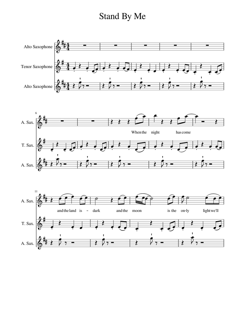 Stand by me (Saxophone) Sheet music for Saxophone alto, Saxophone tenor