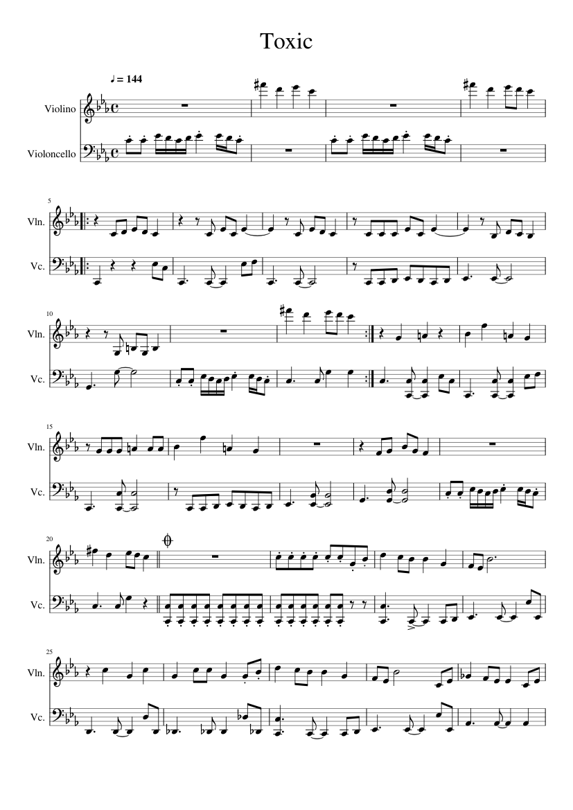Toxic Sheet music for Violin, Cello (String Duet) | Musescore.com