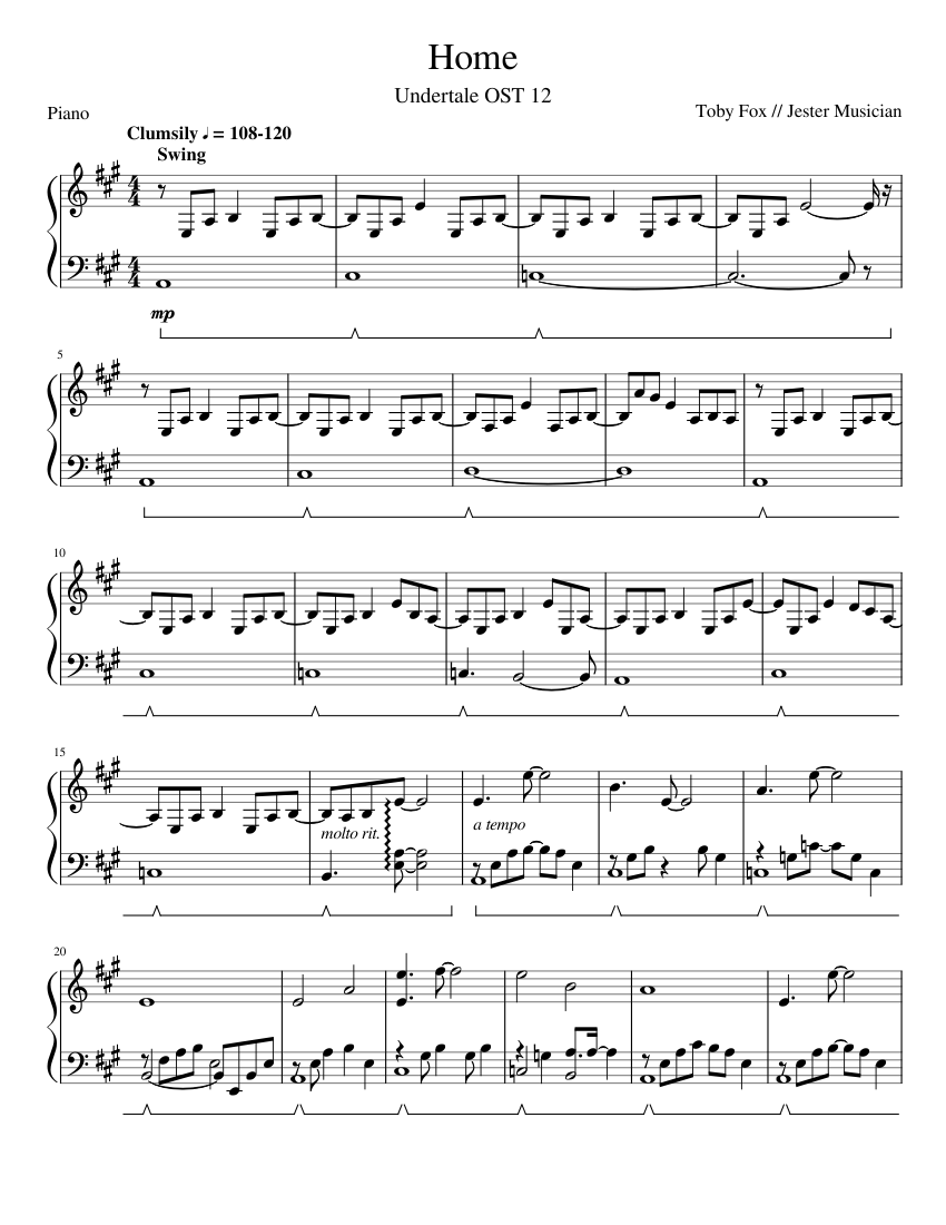Undertale OST 12 - Home Sheet music for Piano (Solo) | Musescore.com