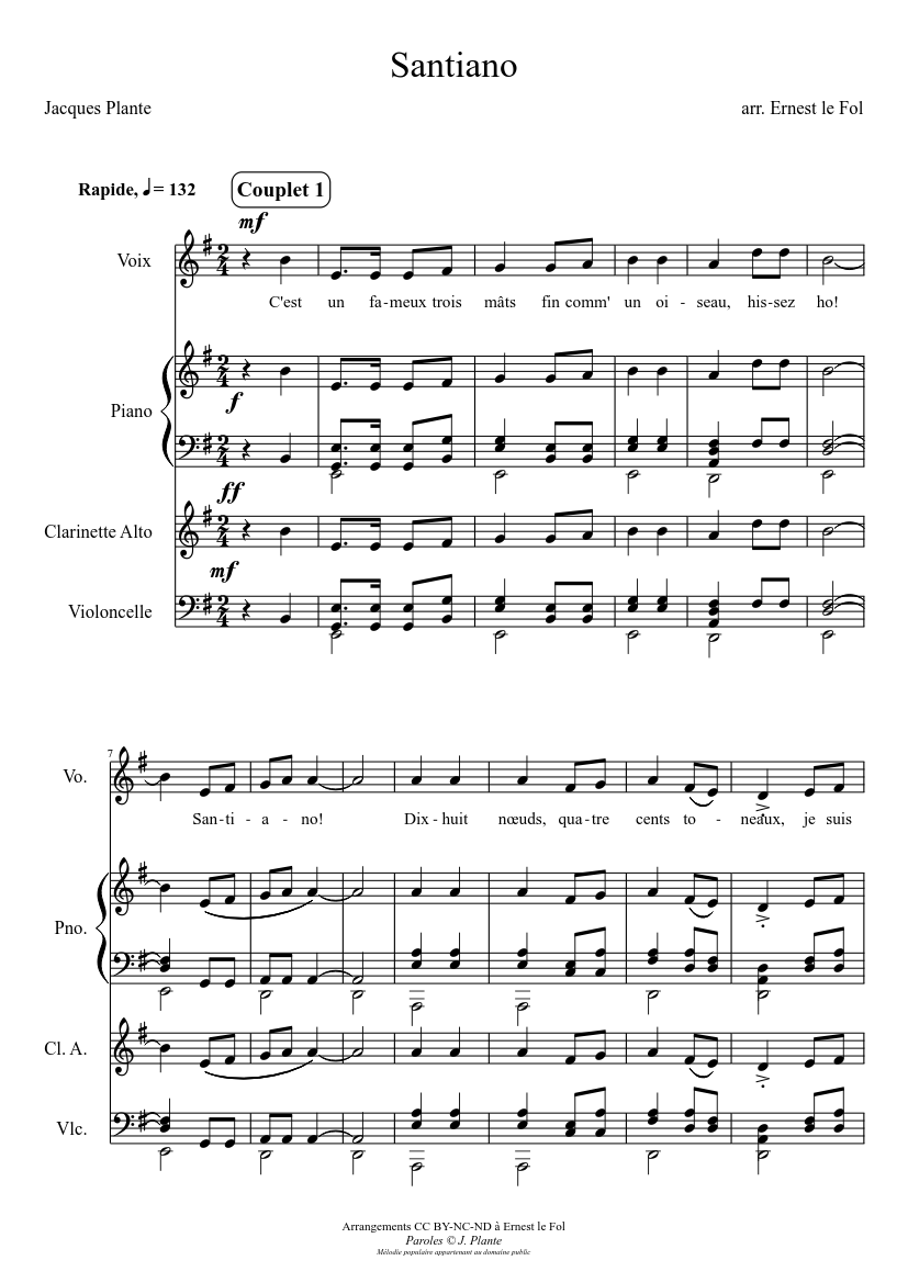 Santiano Sheet music for Piano (Solo) | Musescore.com