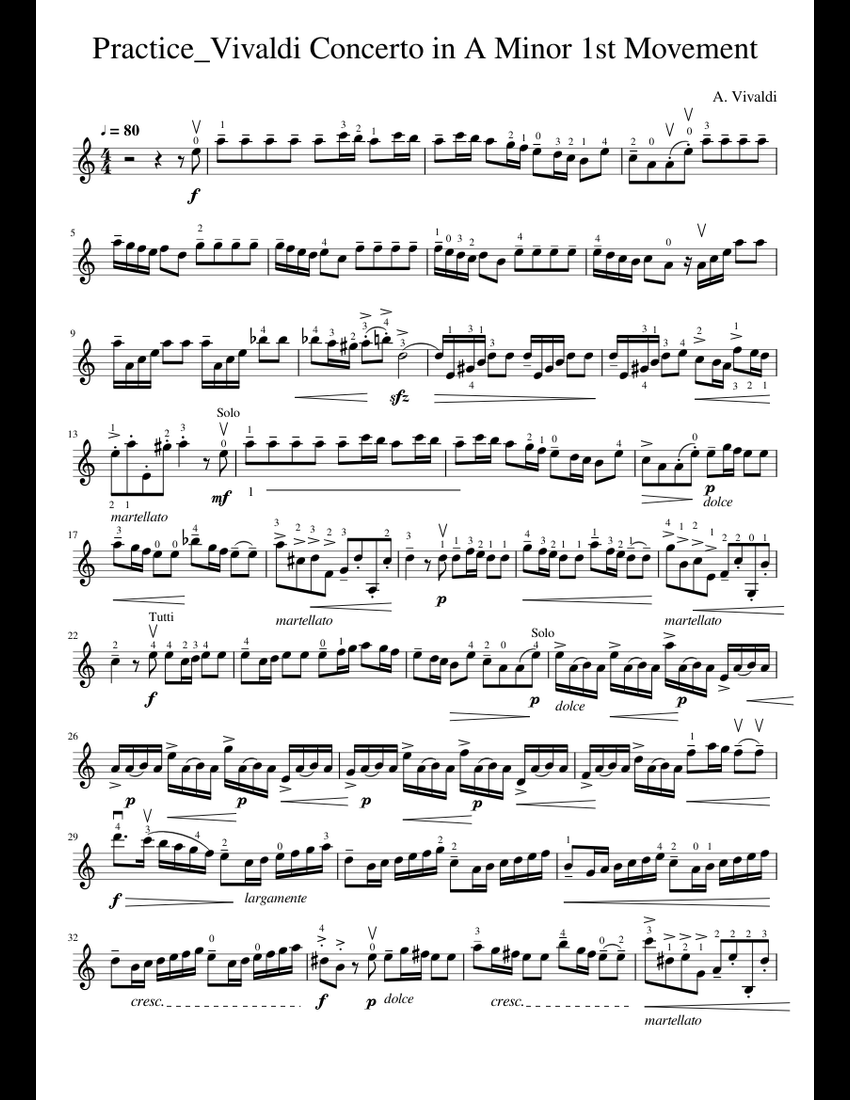 Practice_Vivaldi_Concerto_in_A_Minor_1st_Movement_Violin Sheet Music ...