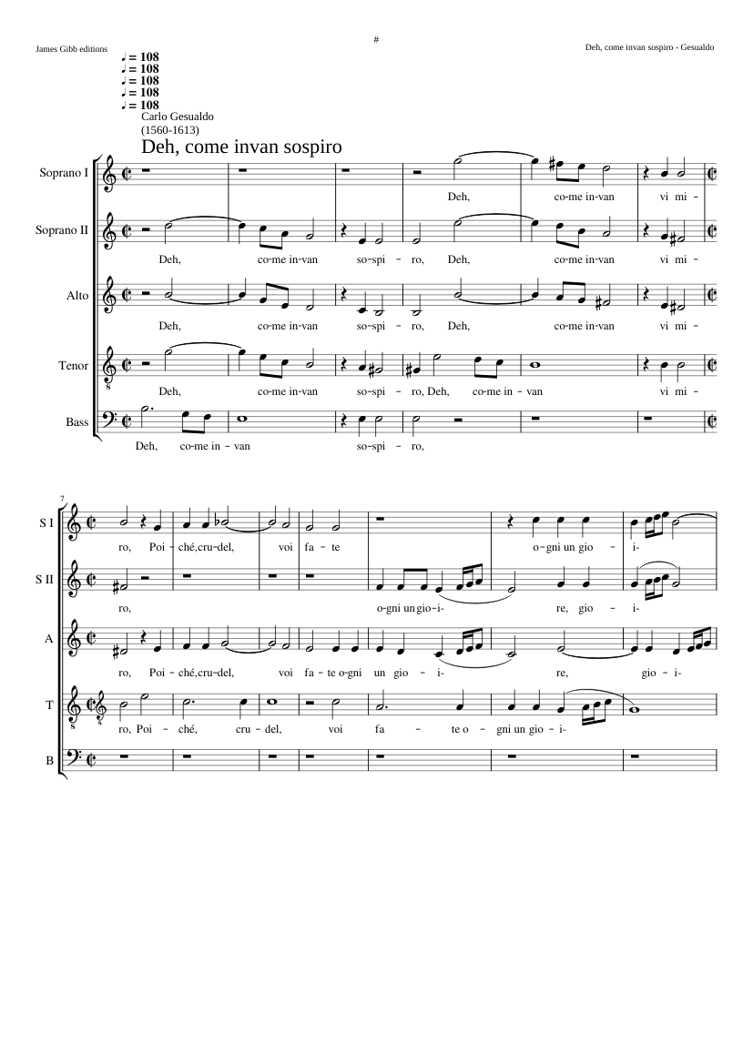 Deh come invan sospiro