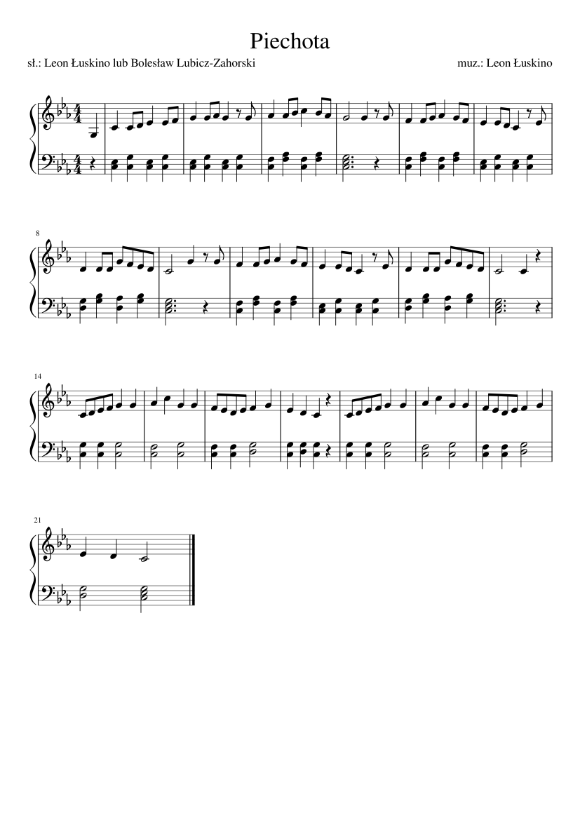 Piechota - piano tutorial