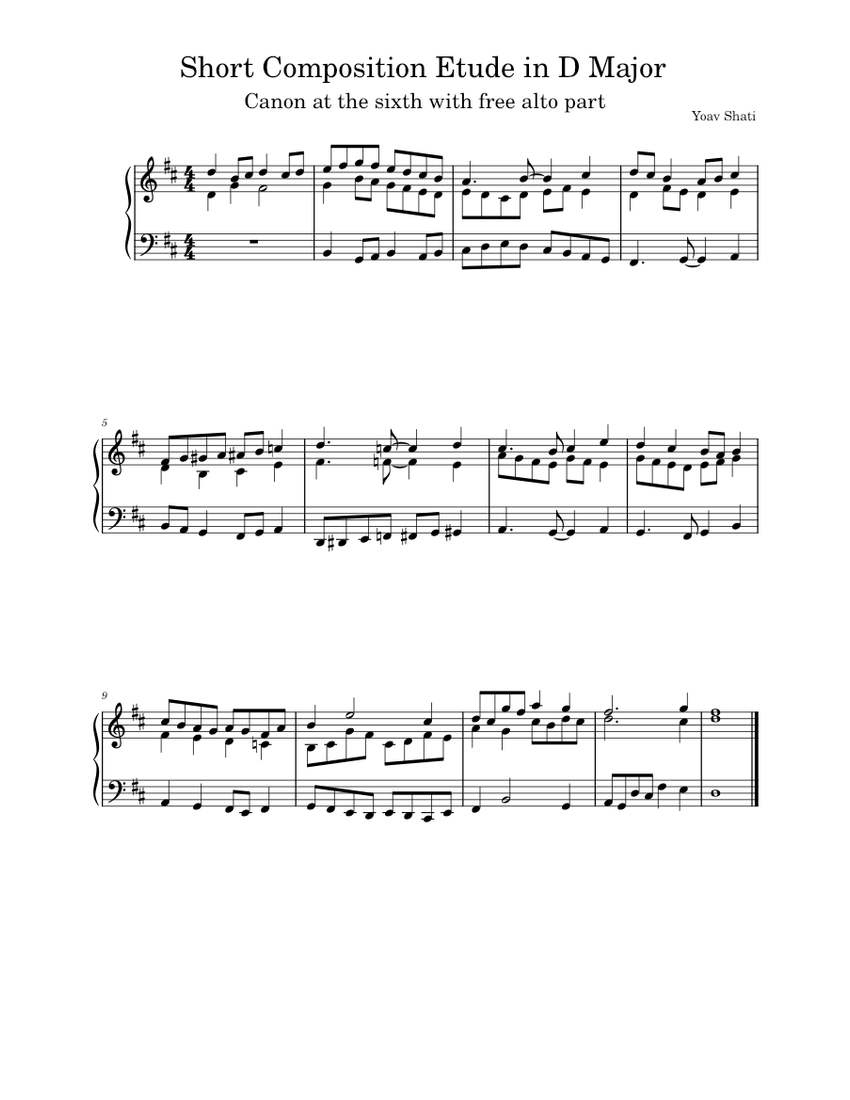 Short Composition Etude in D Major Sheet music for Piano (Solo) Easy ...