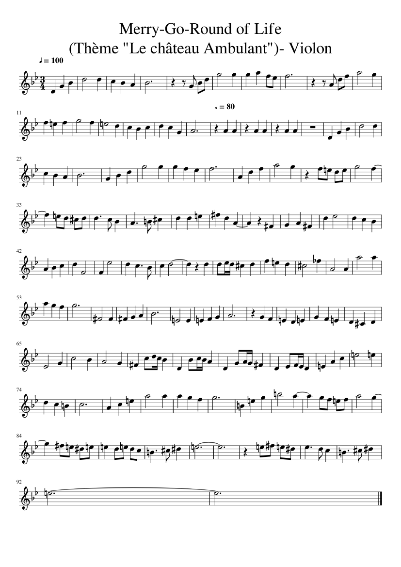 Merry Go Round of Life (Thème Le Château Ambulant) Sheet music for Piano  (Solo) | Musescore.com