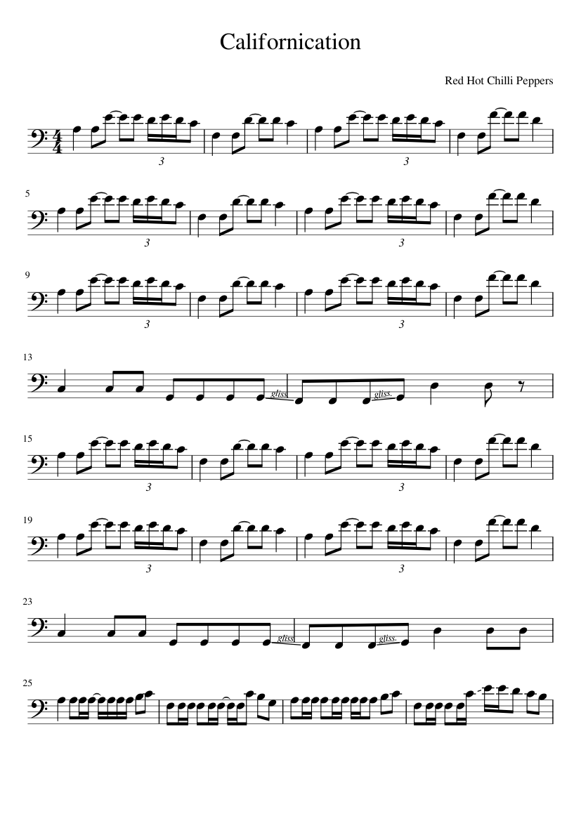 Californication - Red Hot Chili Peppers Sheet Music for Piano