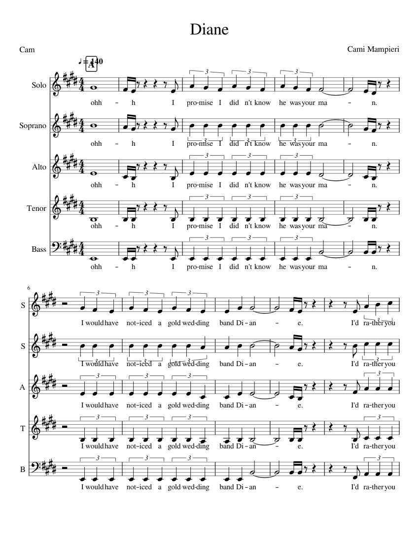 Diane Sheet music for Piano (Mixed Quintet)