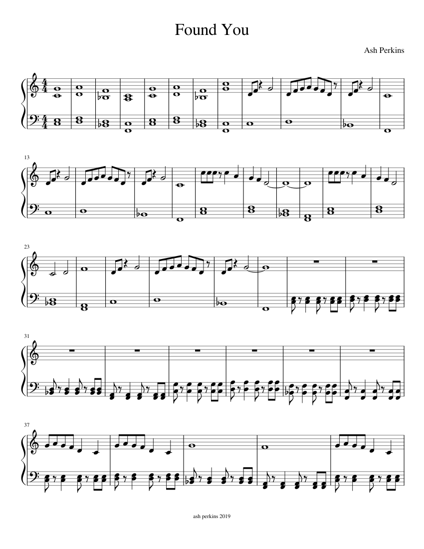 Found You Sheet music for Piano (Solo) | Musescore.com