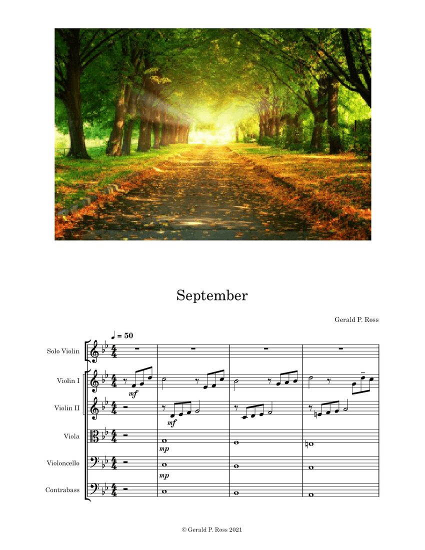 September Sheet music for Contrabass, Violin, Viola, Cello (String ...