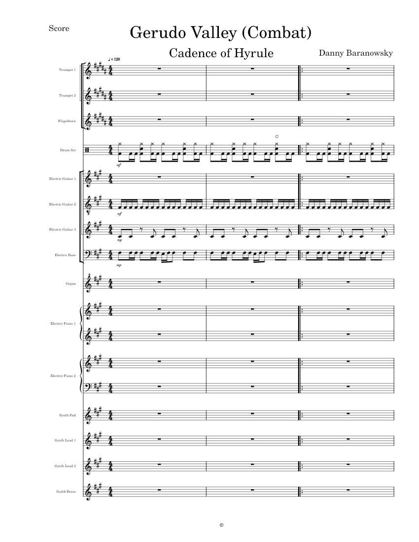 Gerudo Valley (Combat) (Cadence of Hyrule) - Transcribed Score Sheet music  for Piano, Organ, Flugelhorn, Trumpet in b-flat & more instruments (Mixed  Ensemble) | Musescore.com