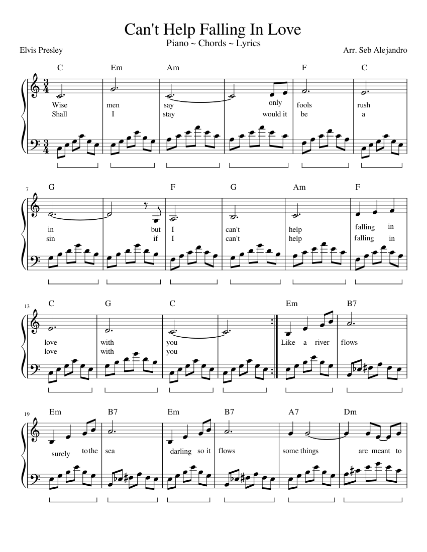 Cant Help Falling In Love Sheet music for Piano (Solo) | Musescore.com