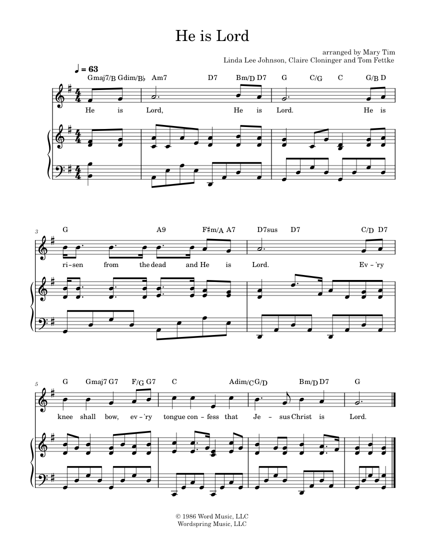 He is Lord Sheet music for Piano, Vocals (PianoVoice)