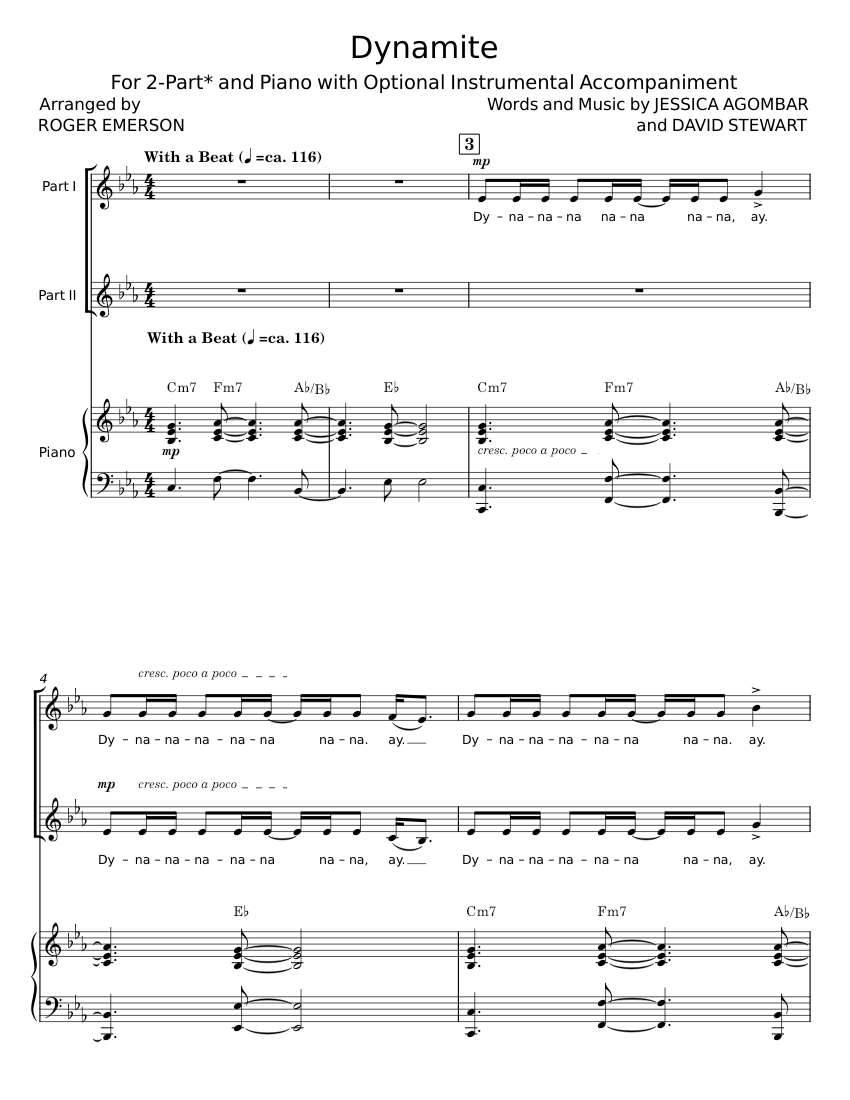 Dynamite Instrumental Dynamite - BTS Sheet Music with Chords for Piano, Synthesizer (Mixed ...