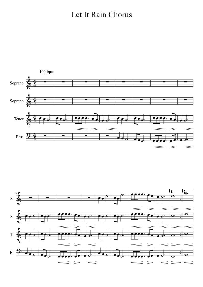Let It Rain Chorus Sheet music for Bass guitar (Solo)